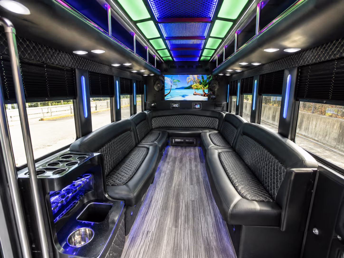 oceanside 18 passenger party bus inside