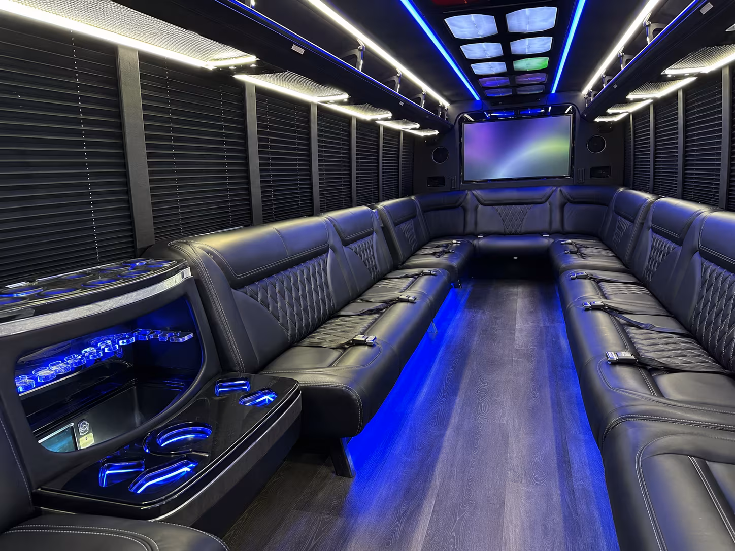 oceanside 20 passenger party bus inside
